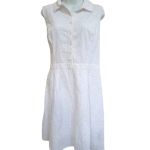 Rebecca Taylor White Embroidered Eyelet Sleeveless Dress M